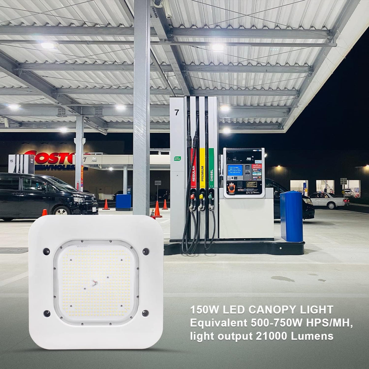 OSTEK LED Gas Station Canopy Light, 150W Carport Ceiling Light 5700K, Outdoor Rated (600W HID/HPS Equivalent), 90-277V IP65 DLC & UL Listed