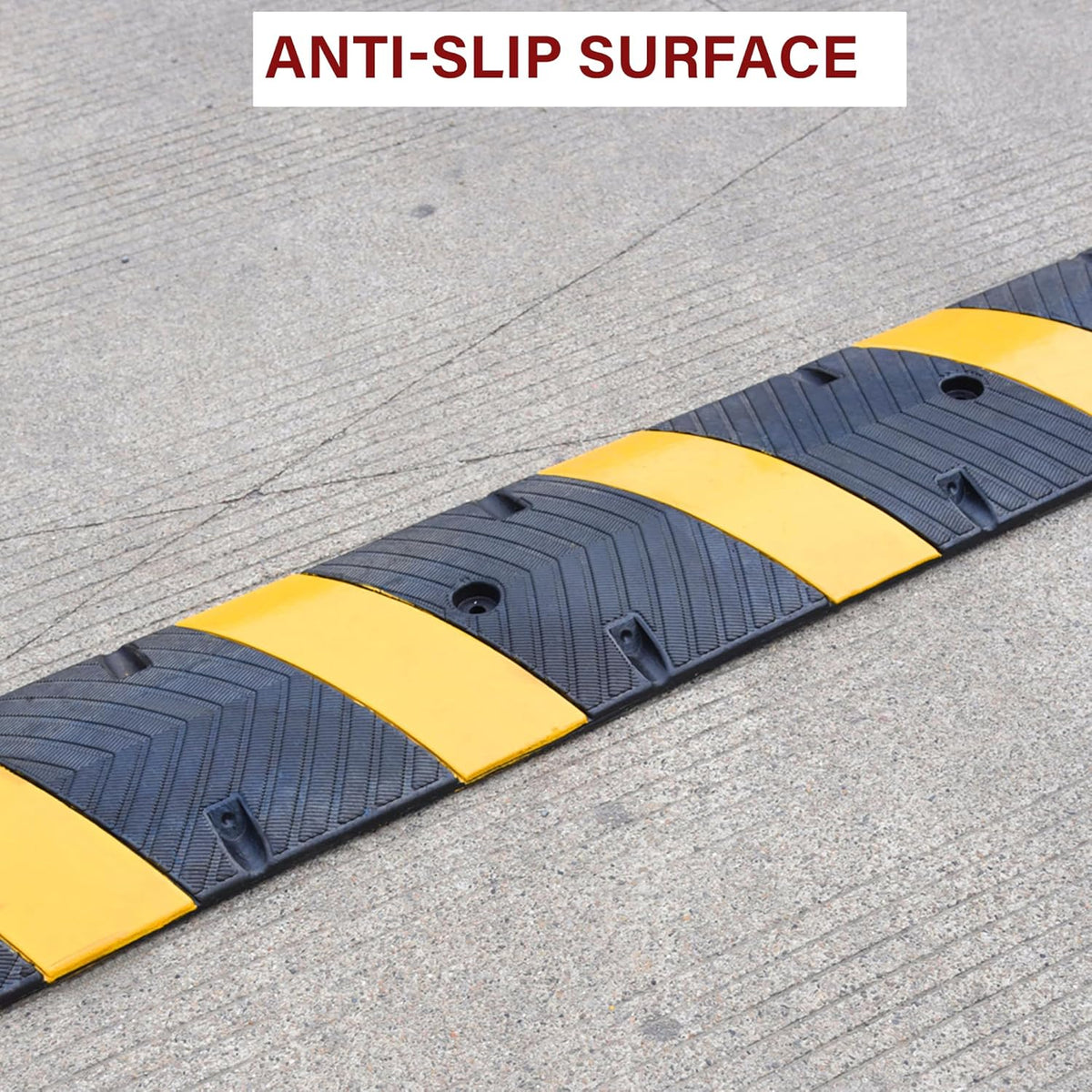 Orangestar 6Ft Rubber Speed Bump, 2 Channel Speed Hump w/4 Bolts for Asphalt Concrete Driveway Gravel