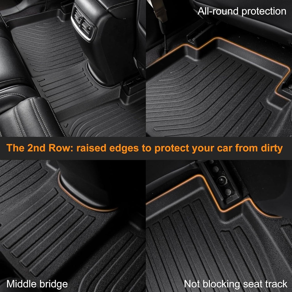 Binmotor-All Weather Floor Mats & Cargo Liner for RX 2016-2022 /RX350/RX450h (No RXL Models)，Heavy Duty Car Floor Liners-Black for RX Accessories-Black