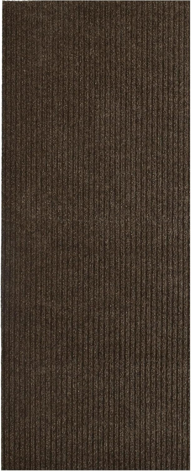 iCustomRug Spartan Weather Warrior Indoor/Outdoor Utility Ribbed Carpet Runner with Non-Slip Thermoplastic Rubber Backing, 3ft X 80ft in Brown
