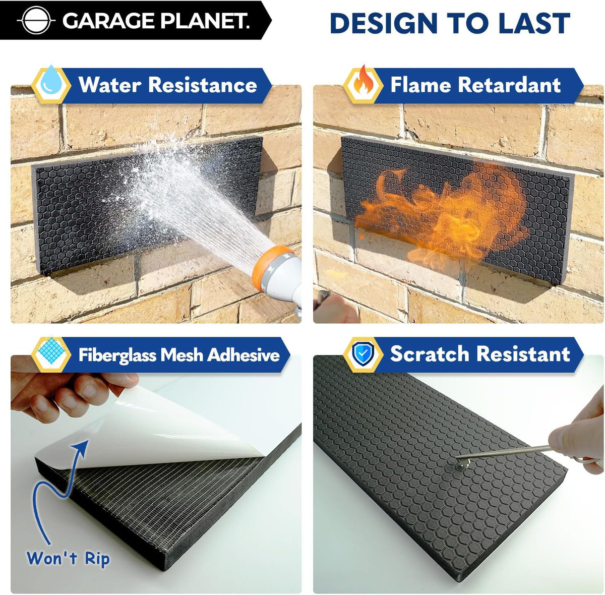 M2 Garage Wall Protector Car Door Wall Protector, Tool-Free, Designed in Australia (Black, 4 Pack)