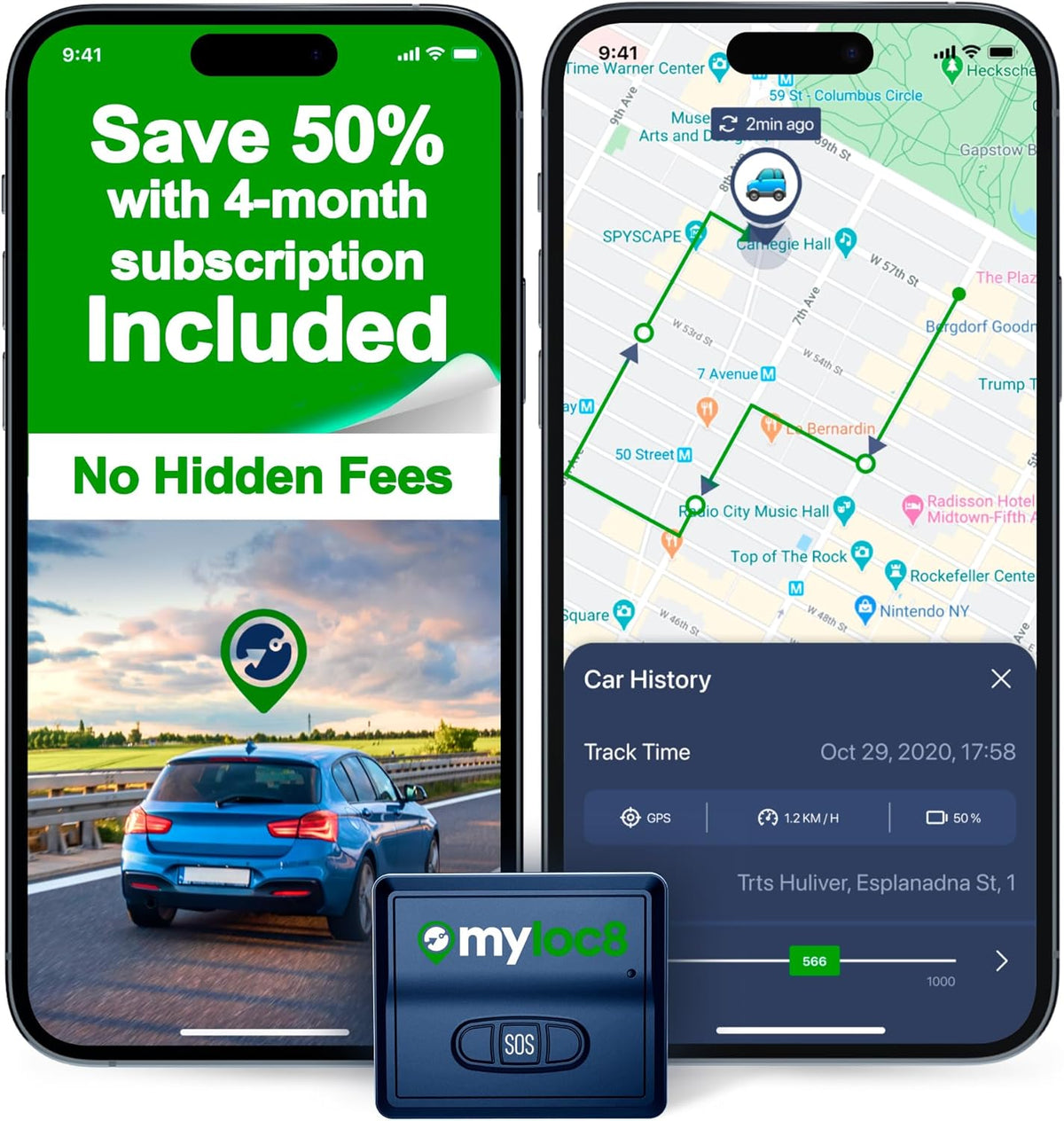 GPS Tracker for Vehicles with Magnet– 4G LTE Real-Time Location Device with App, Built-in SIM, 14-Day Battery – Anti-Theft GPS Tracker for Car, Motorcycle, Scooter, Bike - 4-Mo Subscription Incl