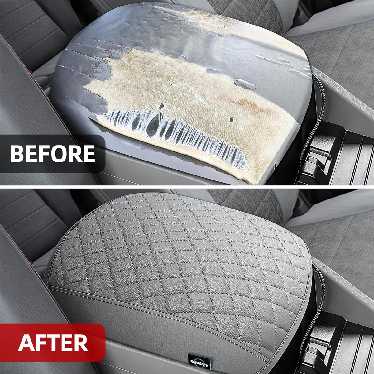 Center Console Cover Fit for 2009-2015 Pilot, Comfortable Armrest Cover Protector Customized Car Accessories, Well-Make PVC Leather Armrest lid Cover for 2009-2015 Pilot （Gray）