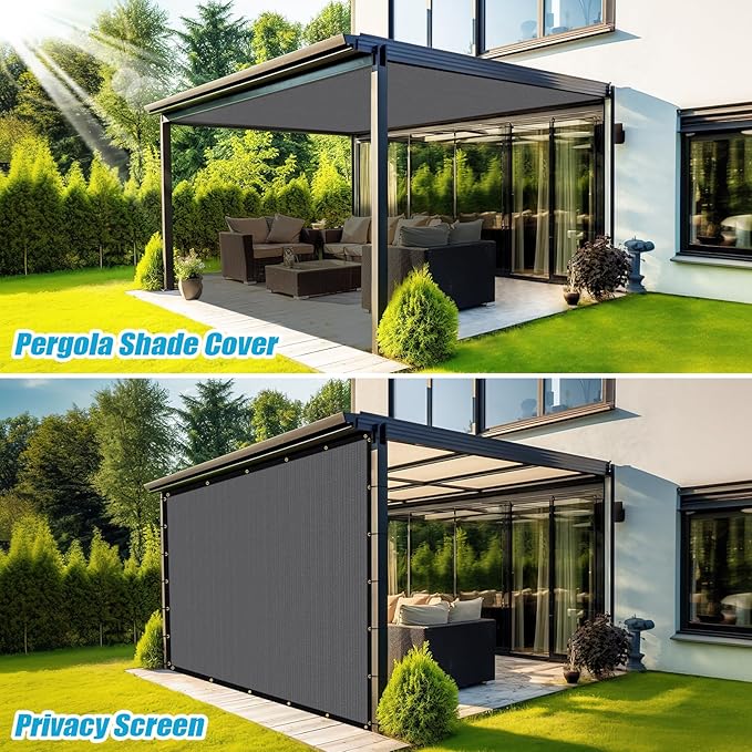 Amagenix 90% Shade Fabric 18'X 23' Gray Sun Shade Cloth with Grommets for Pergola Replacement Shade Cover Canopy, Heavy Duty, Cable Zip Ties Included (We Customized)