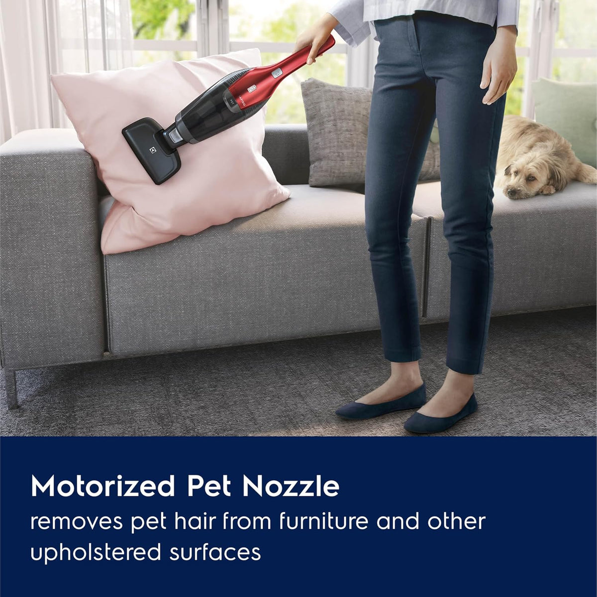 Electrolux Ergorapido Pet Cordless 2-in-1 Vacuum Cleaner with Motorized Pet Nozzle for Easy Pet Hair Removal, 48-Minute Run Time, 2 Power Modes, Chili Red