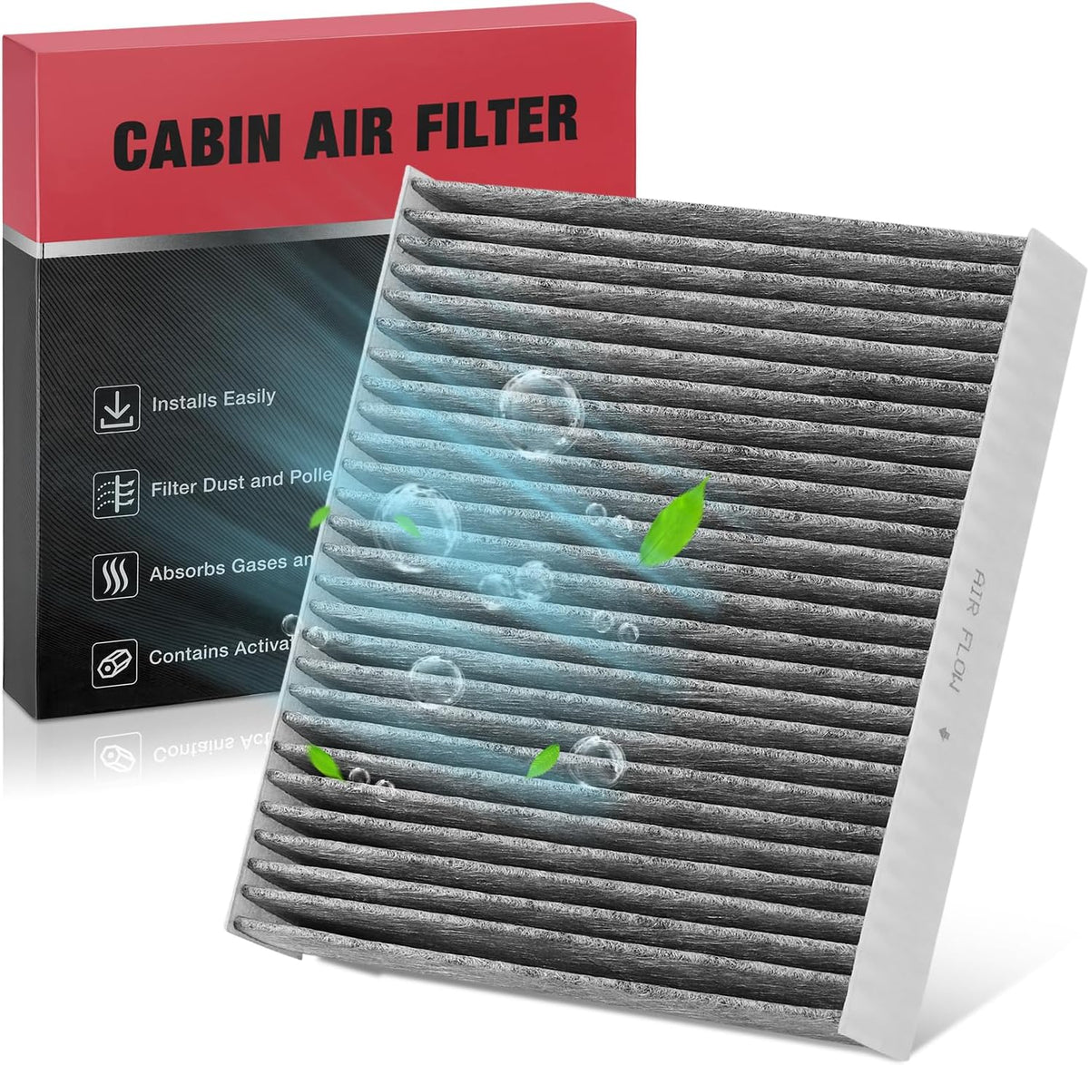 BDFHYK CF12312 Cabin Air Filter with Activated Carbon Compatible with Nissan 2018-2023 Kicks 1.6L l4, 2020-2023 Versa 1.6L l4, Replace# PC99374, CAF10050P, 278915RB0A, 278915RB0B, 278915RB0C