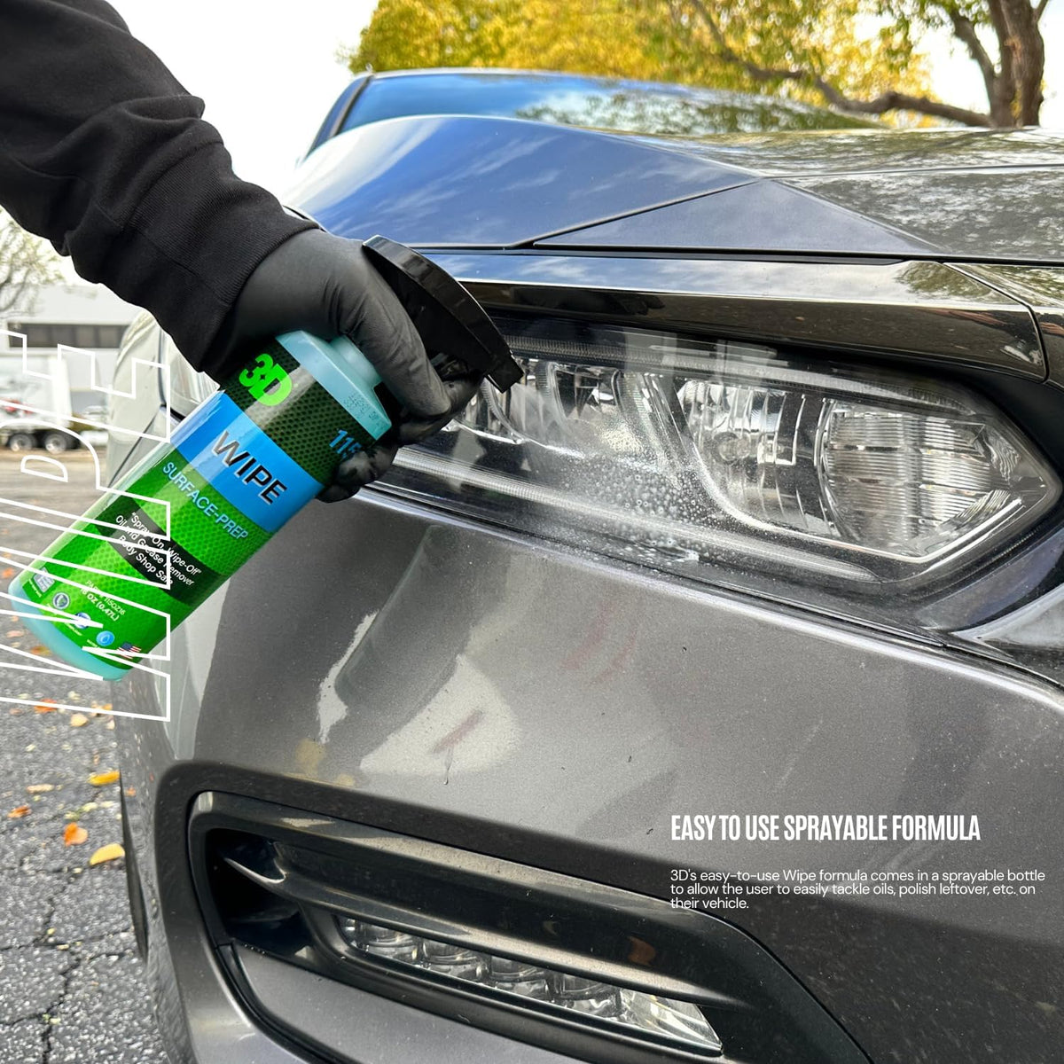 3D Wipe Ceramic Coating Surface Prep - Removes Excess Oils & Lubricants from Paint & Glass Prior to Ceramic Coating Application 16oz.