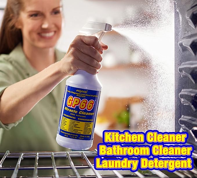 GP66 Green Miracle Cleaner Super Size (32 oz) – Powerful American Made All-Purpose Cleaner, Heavy Duty Concentrated Formula Cleans Kitchens, Bathrooms, Laundry, Ovens, Floors, Engines & More