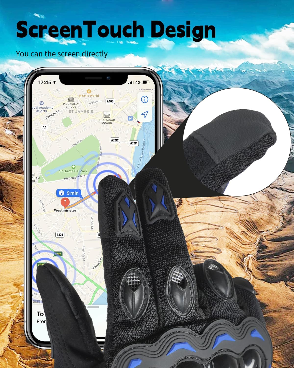 Motorcycle Gloves,Touchscreen Motorbike Gloves with Hard Knuckle Tactical Gloves Riding Gloves Anti-Slip Airsoft Gloves