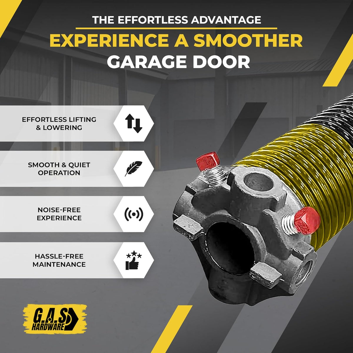 Garage Door Torsion Springs 250x2x36 for Left and Right Side of Garage Door with Winding Bars, 1" Steel Bearing, and Gloves Heavy Duty Precision E-Coating 5-Year Warranty Min. 30,000 Cycles (Pair)