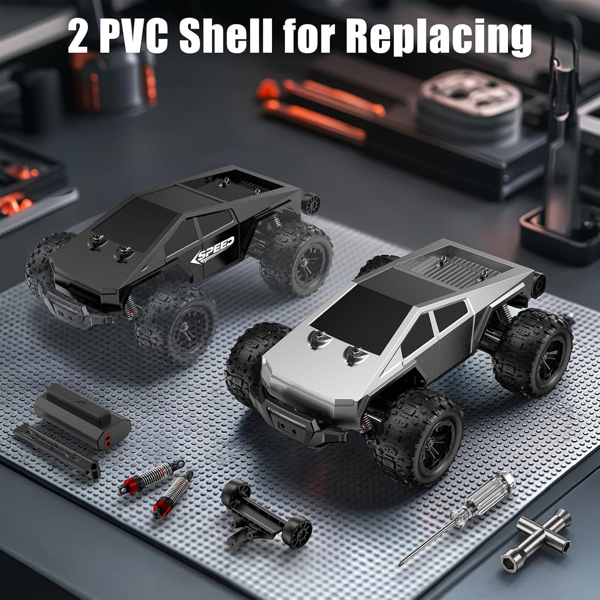 WayEee RC Car 1/16 Brushless Fast Cars Toys for Adults and Boys 8+, Max 35 mph High Speed 4X4 Truck, 2.4GHz Remote Control, 2 Replaceable PVC Shell, All Terrain Vehicle, Colorful LED Lights