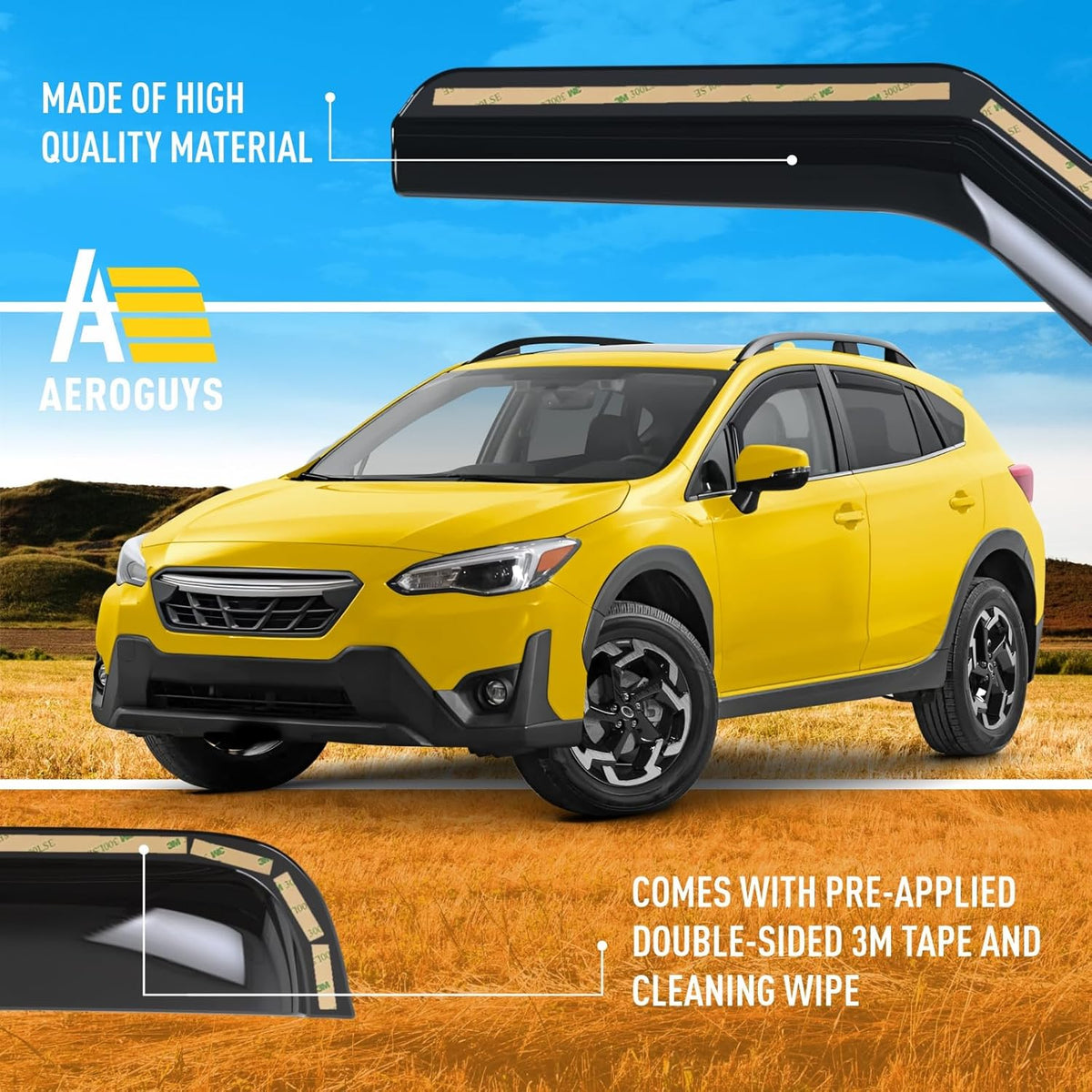 Extra Durable Window Deflectors in-Channel Window Visors Rain Guards Fit for XV Crosstrek 2018-2023, Sun Visors, Wind Vent for Shades, Exterior Car Accessories - 4pcs. AG0837