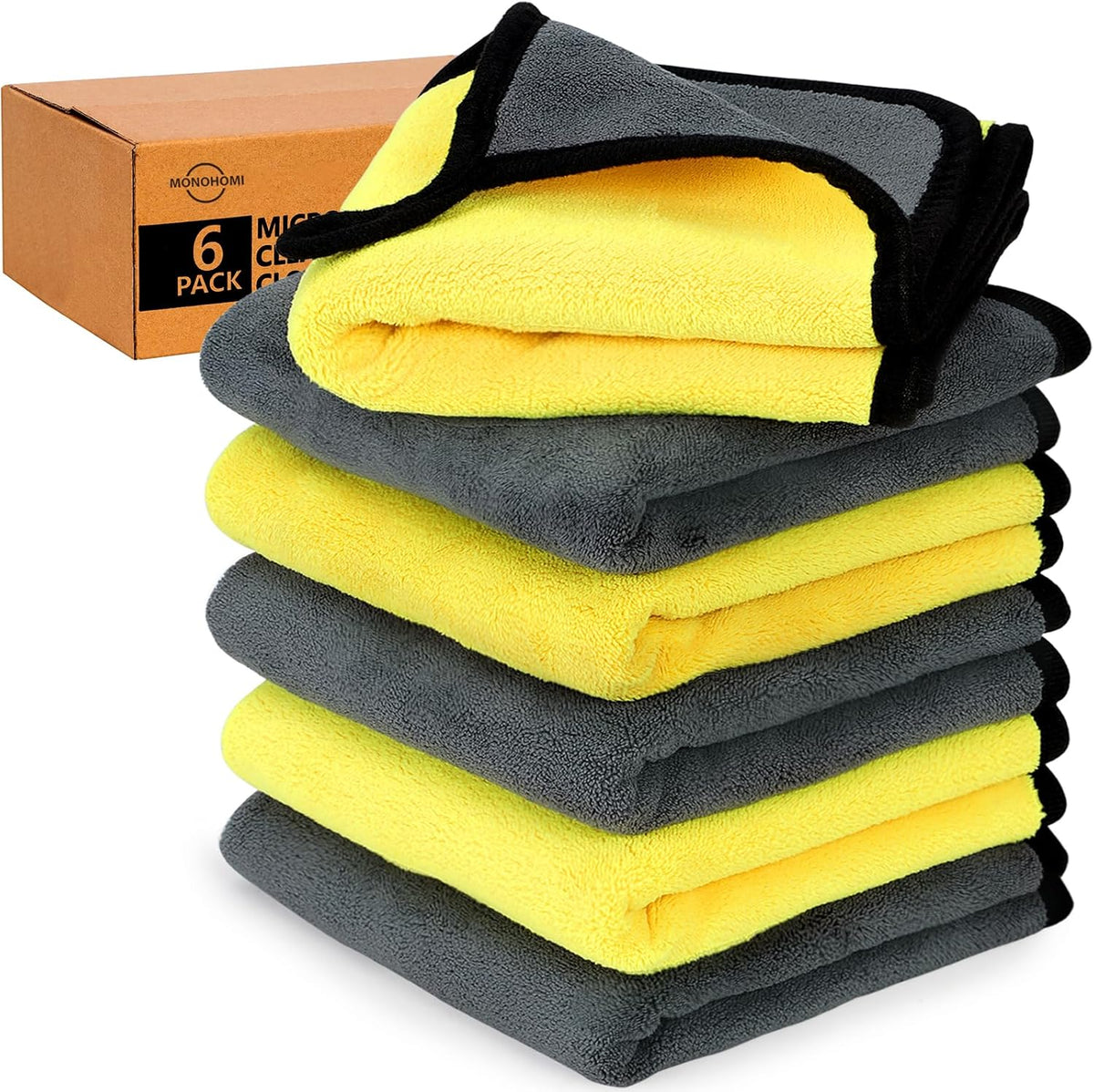 Microfiber Towels for Cars 6 Pack, Car Drying Towels for Wash, Cleaning, Soft and Absorbent Multipurpose Microfiber Cleaning Cloth for Car, Glass, Home, Household, 24" x 12"