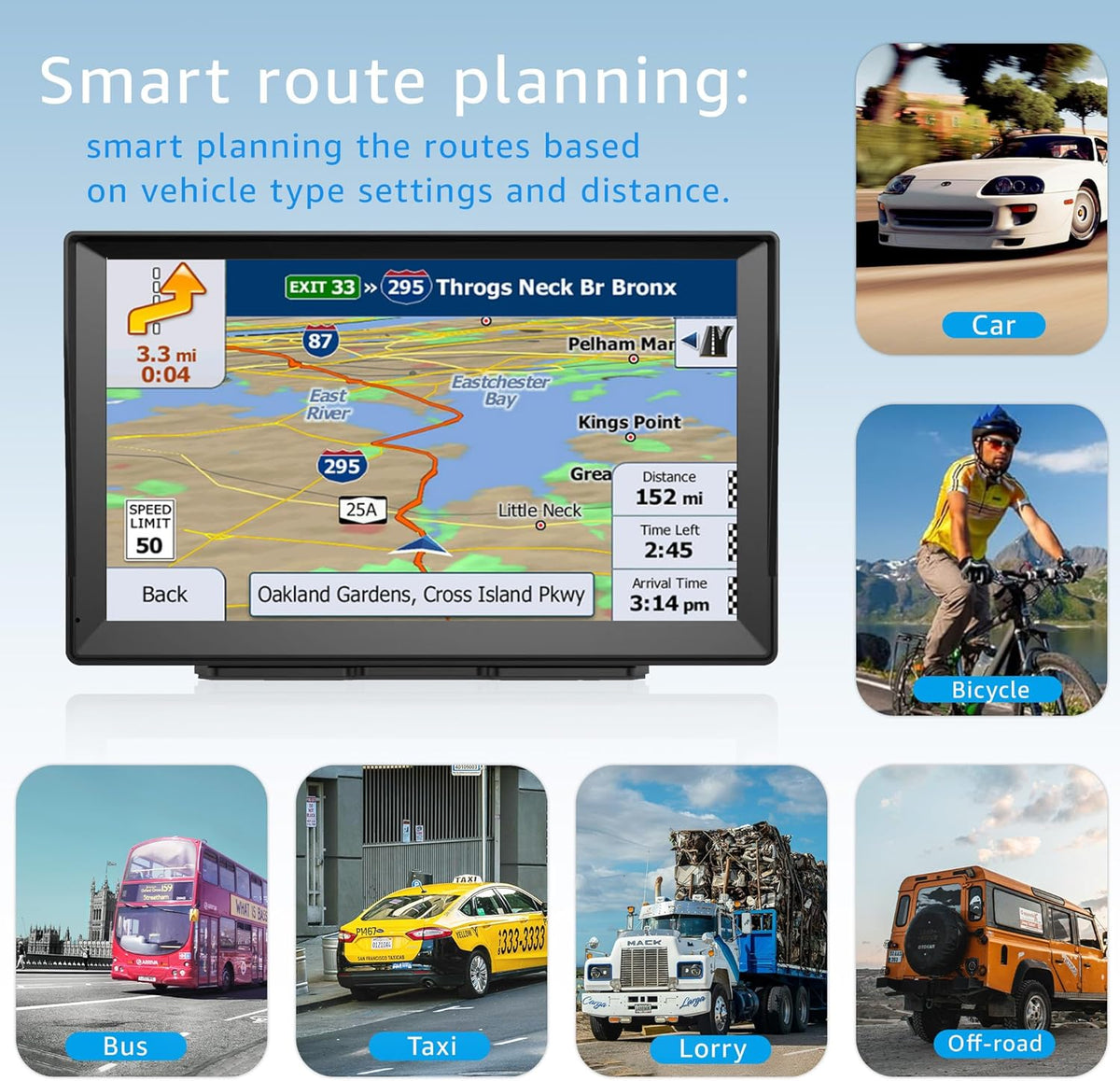 7-Inch GPS Navigator for Car Truck RV, 2025 Offline Maps with Lifetime Free Updates, Touchscreen Sat Nav, Voice Guidance, Speed & Traffic Alerts, Custom Truck Routing