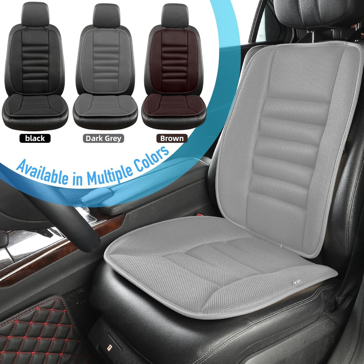 Car Seat Cushion with Back Support Pillow, Comfy Lumbar Support & Seat Cushion, Memory Foam Driving Pillow for Back-Sciatica Pain Relief, Auto Pad Suitable for Car, Truck, SUV - 4D Mesh Grey