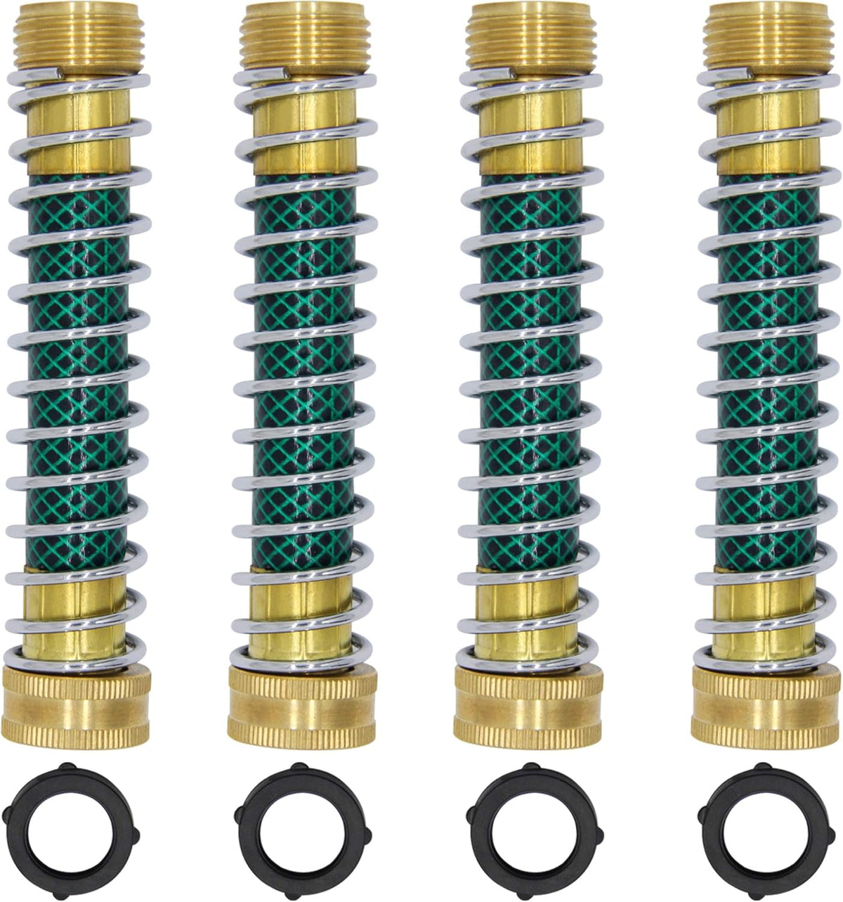 Garden Hose Extension Adapter, Hose Kink Protector with Coil Spring, 4 Pack