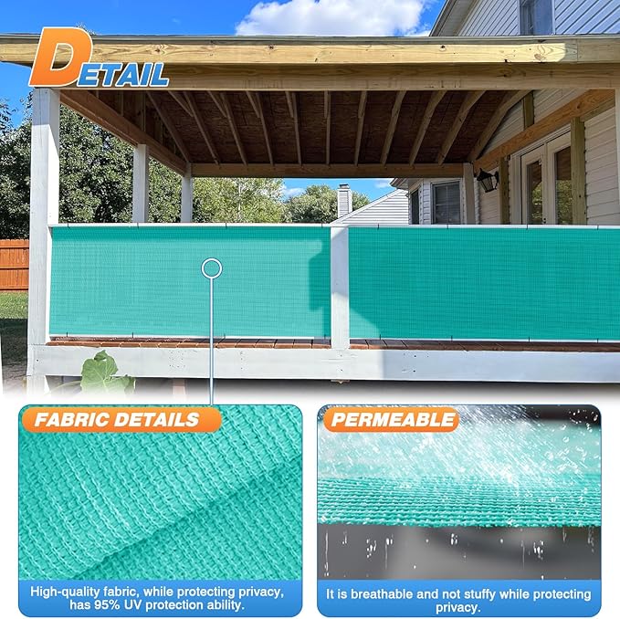 TANG Sun Shade Fabric Roll 8'x72' Shade Cloth for Garden Turquoise Green HDPE Mesh Shading Pergola Cover Replacement Canopy, 95% Blockage Sunshades for Outdoor Patio Backyard Plant