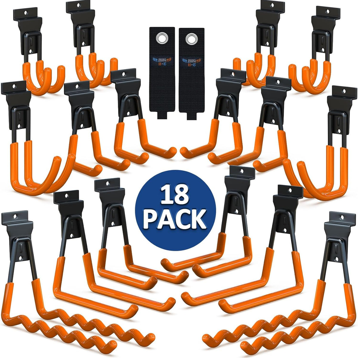 3-H Slatwall Accessories 18 Pack, Slatwall Hooks & Hangers Multi Sizes, Slat Wall Heavy Duty for Space Saving Used as Proslat Accessories with Slatwall Panel(Orange)