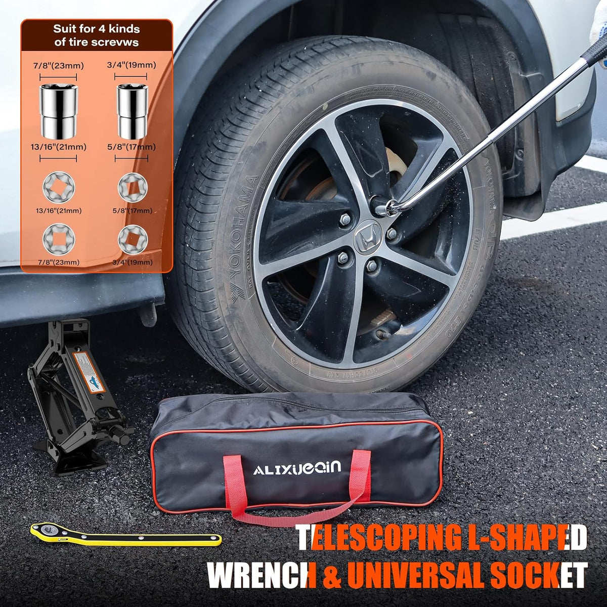 Scissor Jack for Car, 2 Ton (4409 lbs) Car Jack Kit for Sedan, SUV, MPV, Universal Tire Changing Kit with Lug Wrench