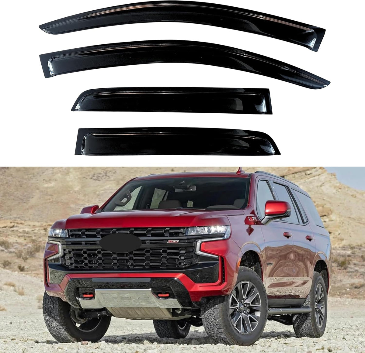 KPY Window Visors Rain Guards for 2021-2025 Chevy Tahoe & GMC Yukon & Cadillac Escalade, Tape-on Window Wind Deflectors Vent Shades, 2021 2022 2023 2024 2025 (Not for XL Model)
