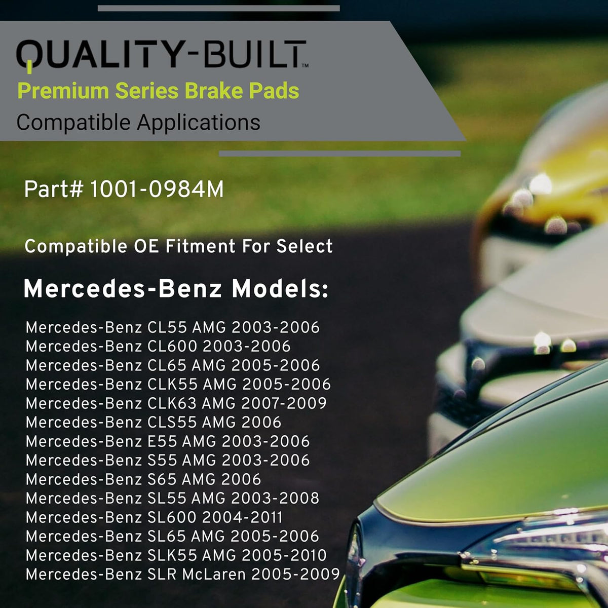 Premium Semi-Metallic Rear Brake Pads (1001-0984M) Compatible with 2003-2011 Mercedes-Benz (CL55 AMG/CL600/CL65 AMG/CLK55 AMG/CLK63 AMG/CLS55 AMG/E55 AMG/S55 AMG/S65 AMG/SL55 AMG/SL600)