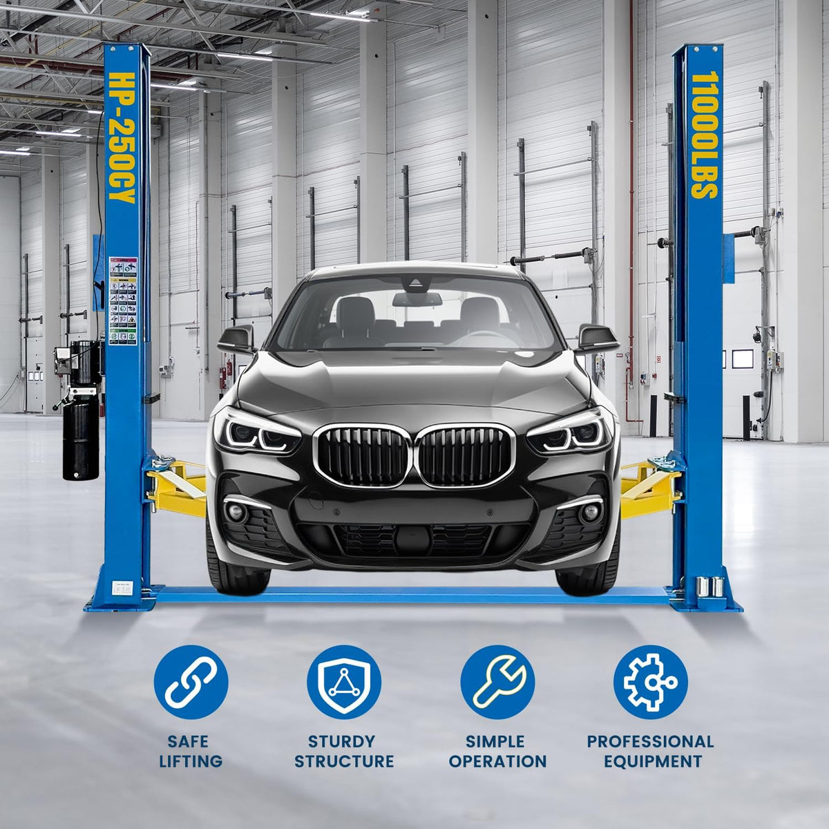 110V Two Post Car Lift 11,000 LBS Heavy Duty Floor Plate 2 Posts Auto Hoist Truck Lift for Garage w/ 36 Months Parts Replacement