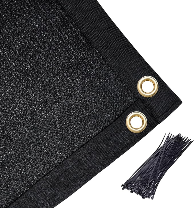Amagenix 90% Shade Fabric 6'X 16' Black Sun Shade Cloth with Grommets for Pergola Replacement Shade Cover Canopy, Heavy Duty, Cable Zip Ties Included (We Customized)