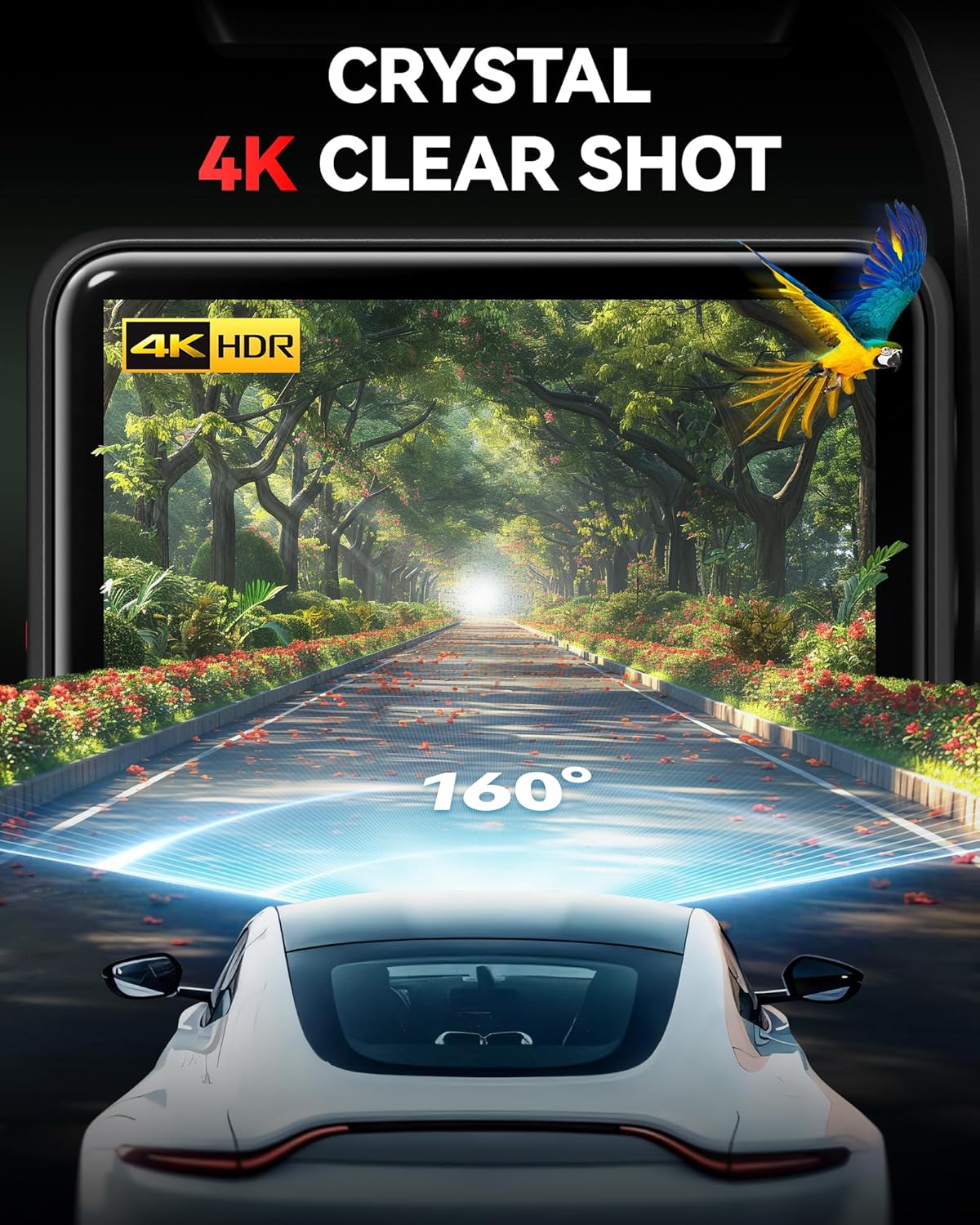 REDTIGER F4 4K Dash Cam Front, 2.2 inch Mini Car Camera, 2160P UHD Touch Screen, Voice Control, Included 32GB Card, Night Vision, Built-in GPS, WiFi APP Control, Loop Recording, 24H Parking Monitor