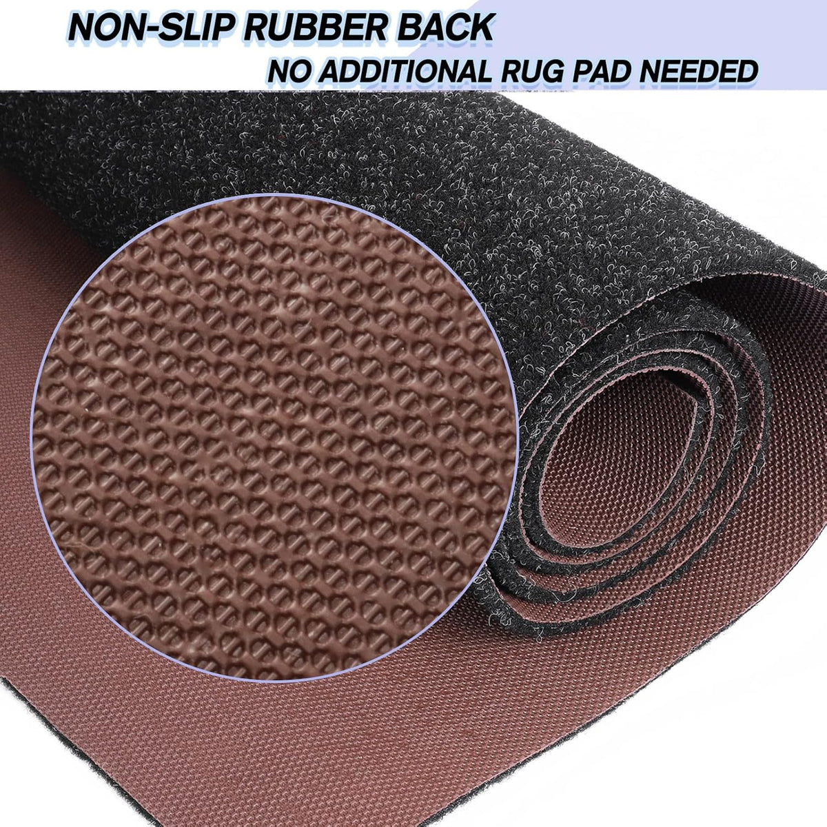 Custom Size Backed Non-Slip Area Rugs Runner, Easy Clean, Waterproof Runner Rugs for Hallway Entryway, Kitchen, Laundry, 4FT x 43FT, Black