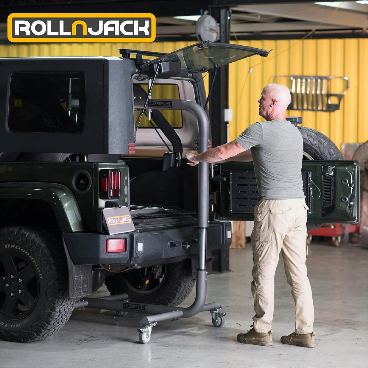 Hard Top Remover Lift for Jeep Wranglers: 2007-to-Present JK/JKU/JL/JLU + CJ, 2&4 Door + Lifted Jeeps. Quick & Easy Assembly. One Person System. Hardtop Removal/Installation in Minutes. Patented