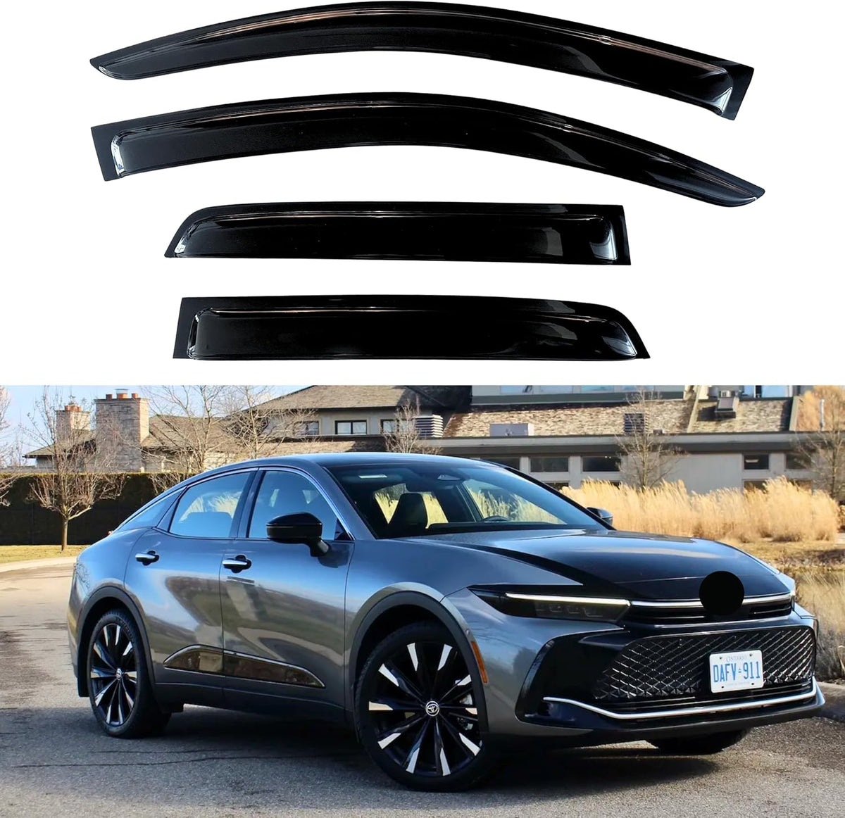 KPY Window Visor Compatible with Toyota Crown 2023-2024, 4PC Rain Guard Side Window Vent Deflectors Tape-On Style, 2023 2024