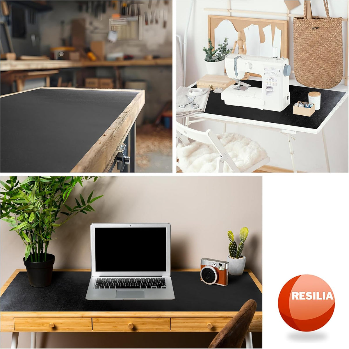 RESILIA Work Bench Mat - 28" X 96", Scratch-Resistant PVC Mats - Protect Your Workbench, Table, or Tool Station from Painting, Woodworking, Crafting, Building, & More, Black, Made in The USA
