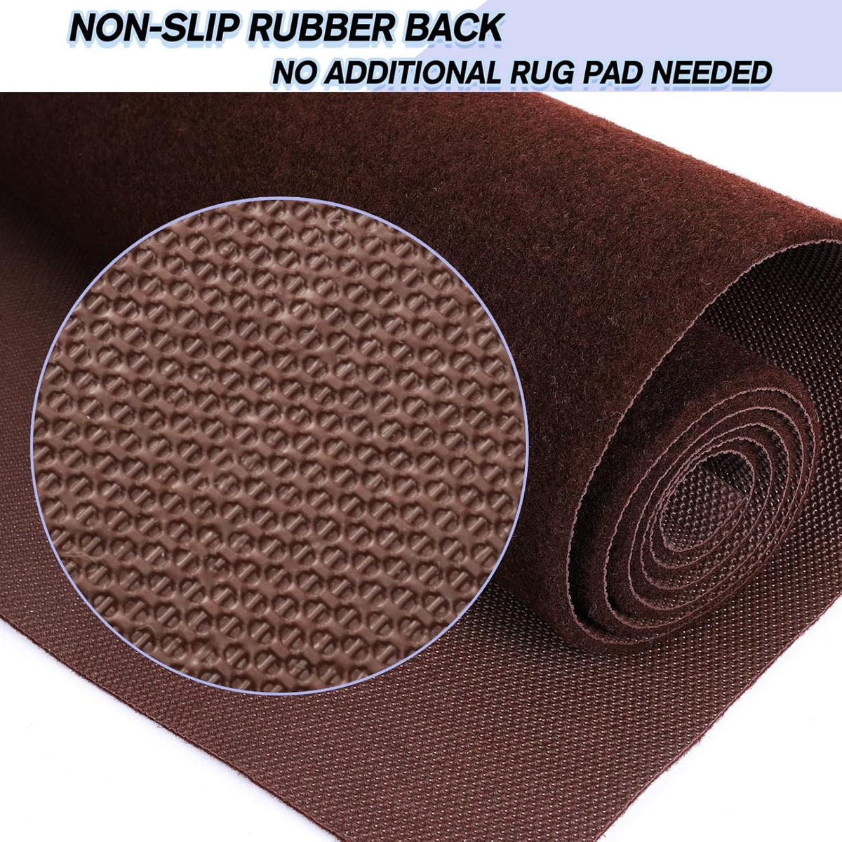 Custom Size Backed Non-Slip Area Rugs Runner, Easy Clean, Waterproof Runner Rugs for Hallway Entryway, Kitchen, Laundry, 4FT x 71FT, Brown
