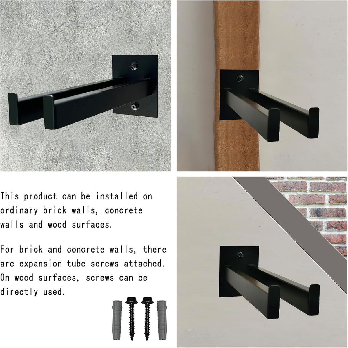 Garden Tool Rack,Wall-Mounted Organizer for Shovels, Rakes, Brooms, and Trowels,Heavy-Duty Black Stainless Steel Tool Holder,Fits Handles Under 1.5" Diameter,Garage or Shed Storage