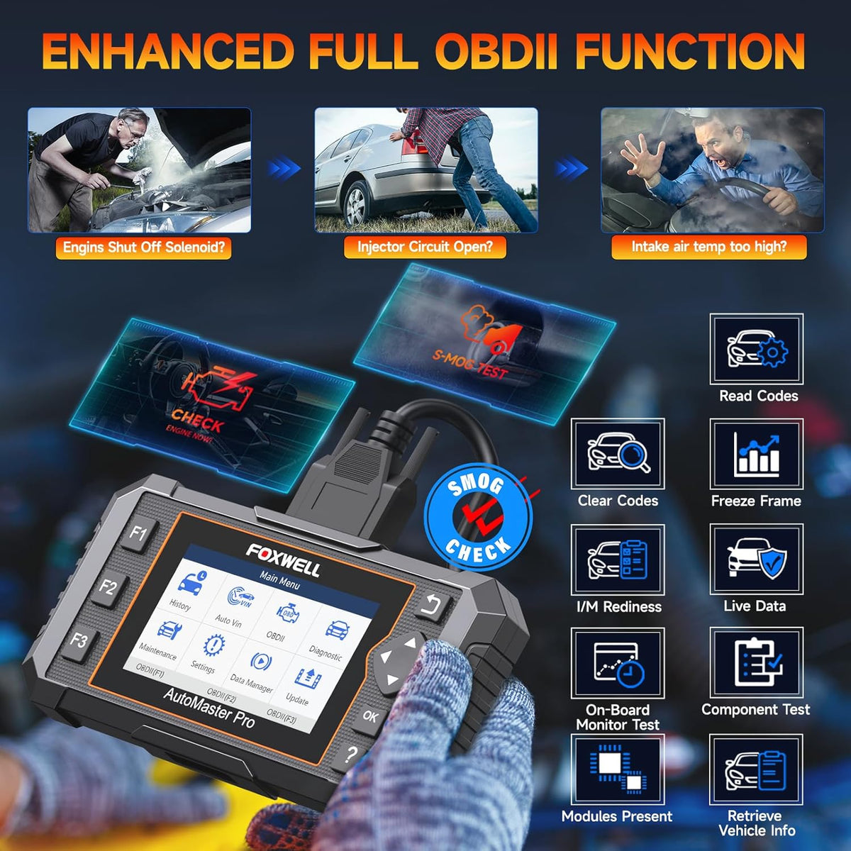 2025 FOXWELL NT614 Elite OBD2 Scanner with 5 Resets ABS Bleeding, SAS Calibration, Oil, EPB, Throttle, Upgrade of NT604 Code Reader Scan Tools, ABS SRS Engine Transmission Battery Test Car Scanner