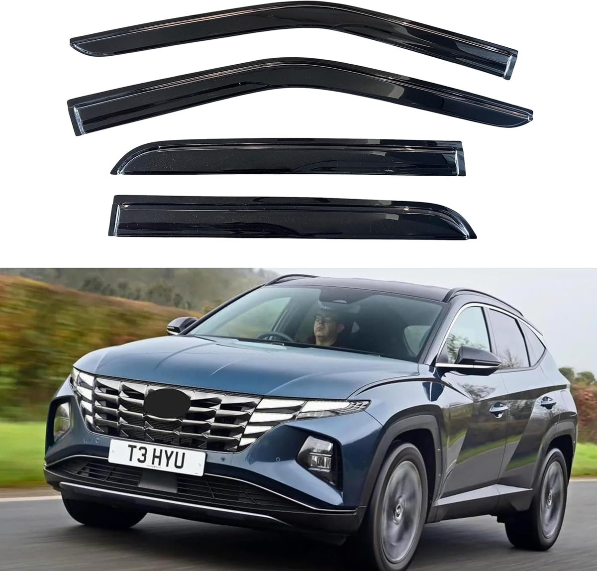 KPY Window Visors Rain Guards for 2016 2017 2018 2019 2020 2021 Hyundai Tucson, Window Wind Deflectors Vent Shades for 16 17 18 19 20 21 Tucson (Mugen Style)