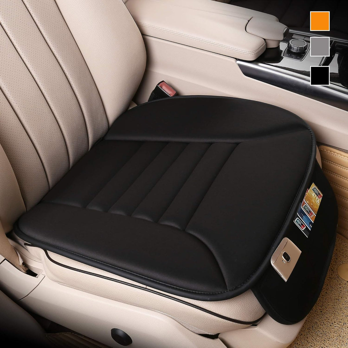 Premium Car Seat Cushion, Driver Cushion with Comfort Memory Foam & Non-Slip Rubber Bottom, Car Seat Pad Works with 95% of Vehicles and Office Chair or Home (Black)
