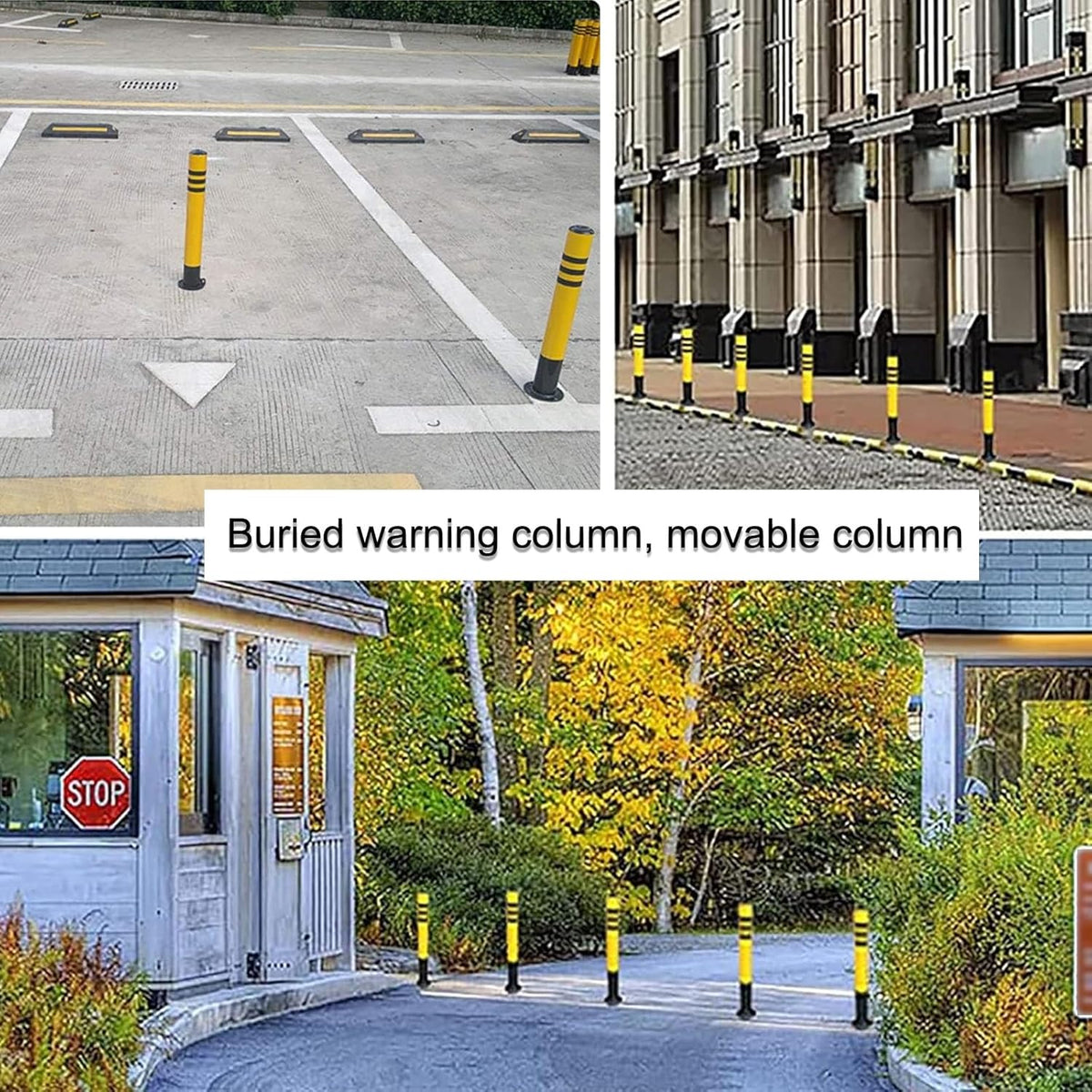 Safety Bollard Post, Steel Security Post Barrier Traffic Pole, Removable Bollard with Embedment Sleeve, Safety Barrier Bollard for Driveways, for Parking Barrier, Road Safety(600mm/24in)
