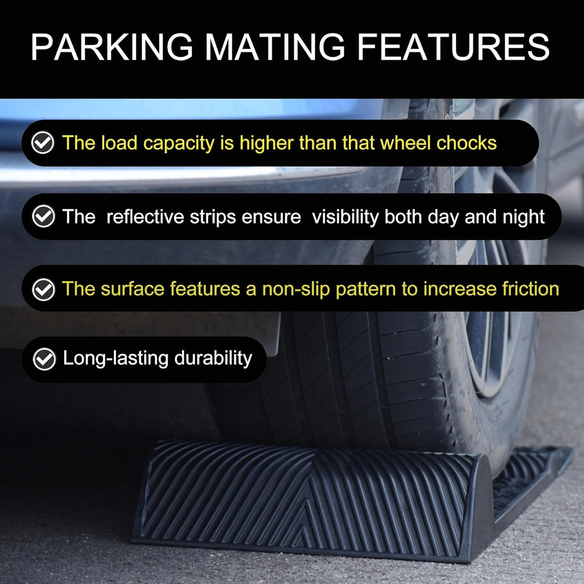 11''x21''/28cmx53cm Parking Guide Mats,Durable Self Adhesive Anti-Skid Wheel Stopper, Parking Assistance Accessories for Garage Vehicles (8 Pack)
