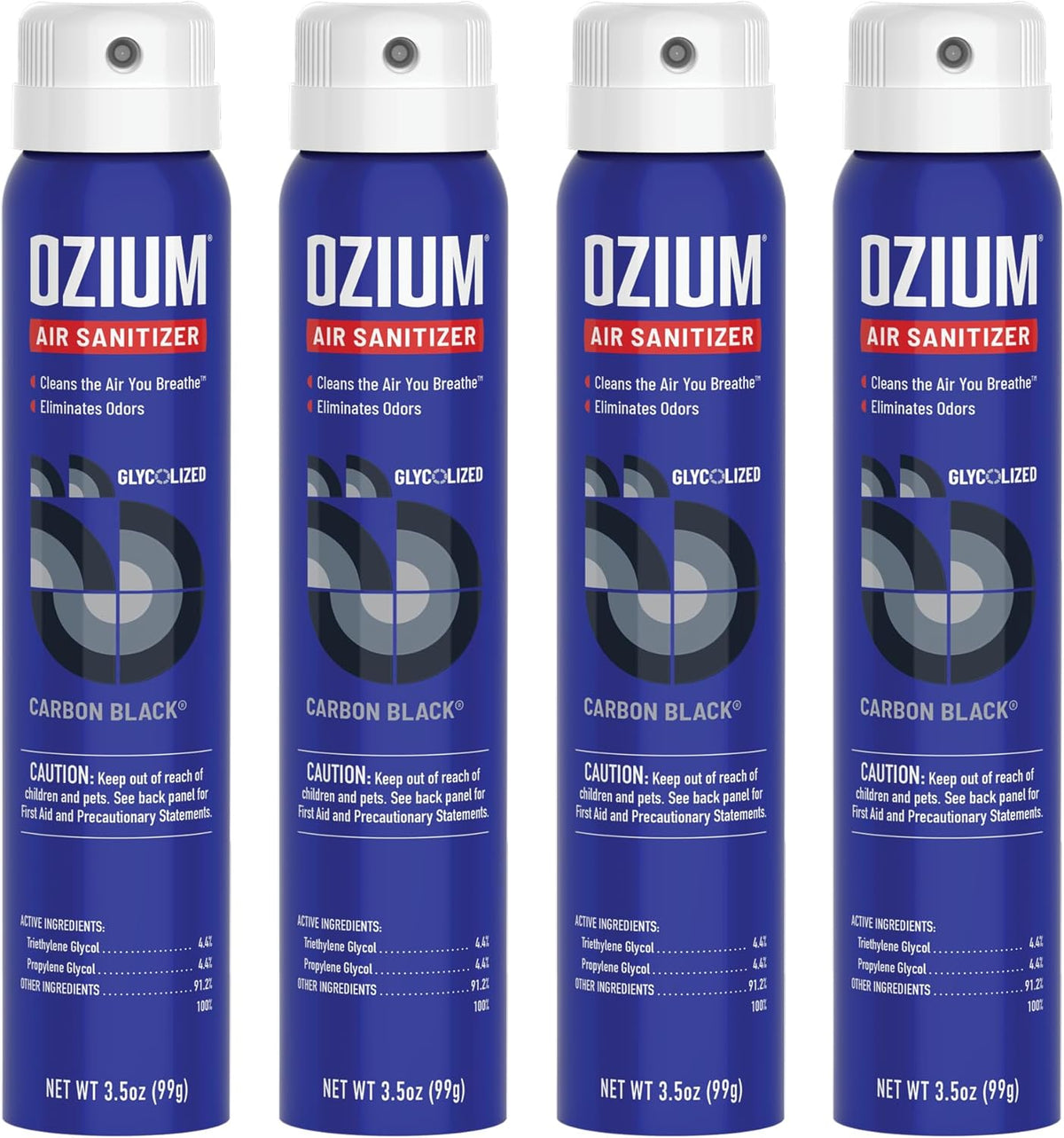 Ozium 3.5 Oz. Air Sanitizer & Odor Eliminator for Homes, Cars, Offices and More, Carbon Black Scent, 4 Pack