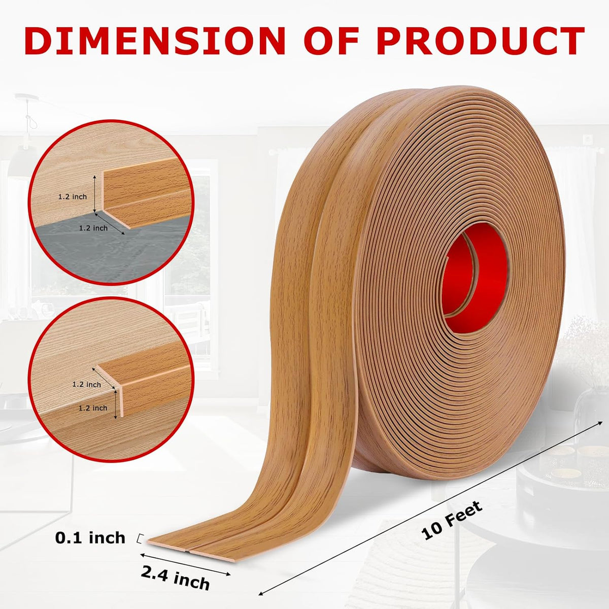 Flexible Wall Corner Protector Moulding Trim Peel and Stick Wall Corner Guards Edge Protector Self Adhesive Molding Trim Strip for Edge Ceiling (Light Brown Wood Grain, 2.4 in x 10 Ft)