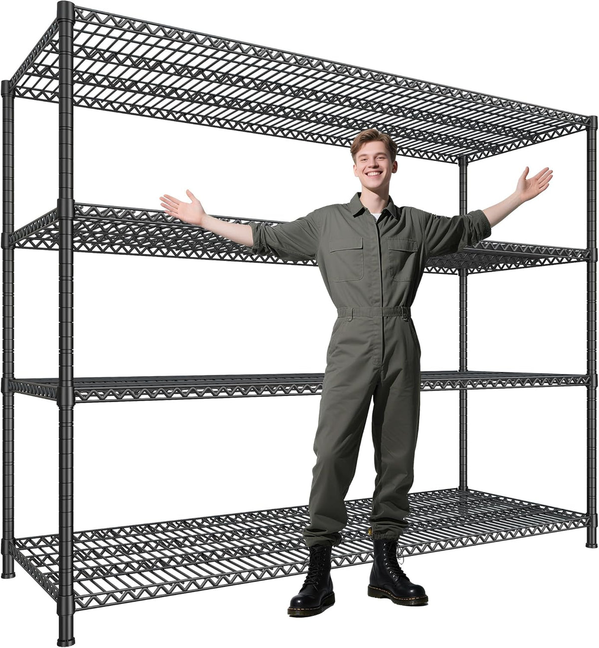 68.1"W Storage Shelves 2500LBS Wire Shelving Unit, Garage Shelving Heavy Duty, Adjustable Metal Shelves for Garage, Pantry, Kitchen, Basement, Warehouse, Business 68.1"W x 20.9"D x 70.9"H