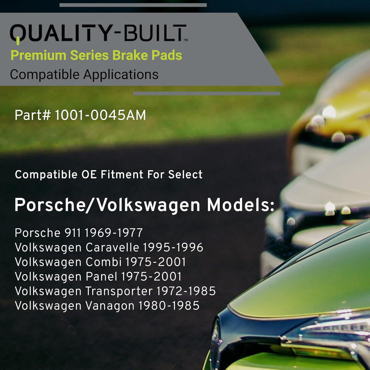 Premium Semi-Metallic Front Brake Pads (1001-0045AM) Compatible with 1969-2001 Porsche/Volkswagen (911/Caravelle/Combi/Panel/Transporter/Vanagon)