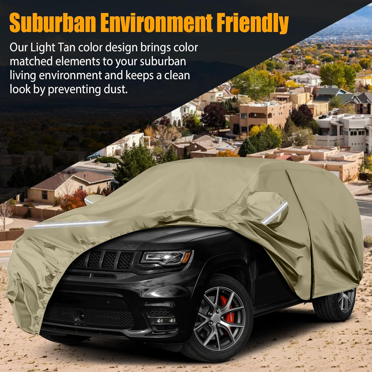 Waterproof Car Covers Replace for 2011-2025 Jeep Grand Cherokee, Multilayer Heavy Duty with Cotton Liner All Weather Car Cover with Zipper Door, Windproof Bands for Snow Rain Dust Protection