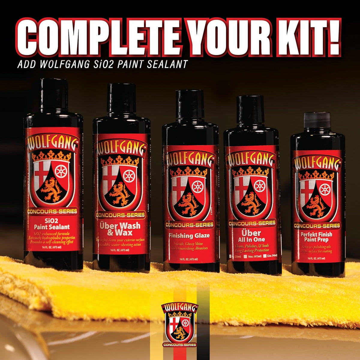 WOLFGANG CONCOURS SERIES SiO2 Paint Sealant | SiO2-Enhanced Formula for Hydrophobic Water Repellency | Long-Lasting Paint Protection | Easy Application | WG-0055 | 16 fl. oz.