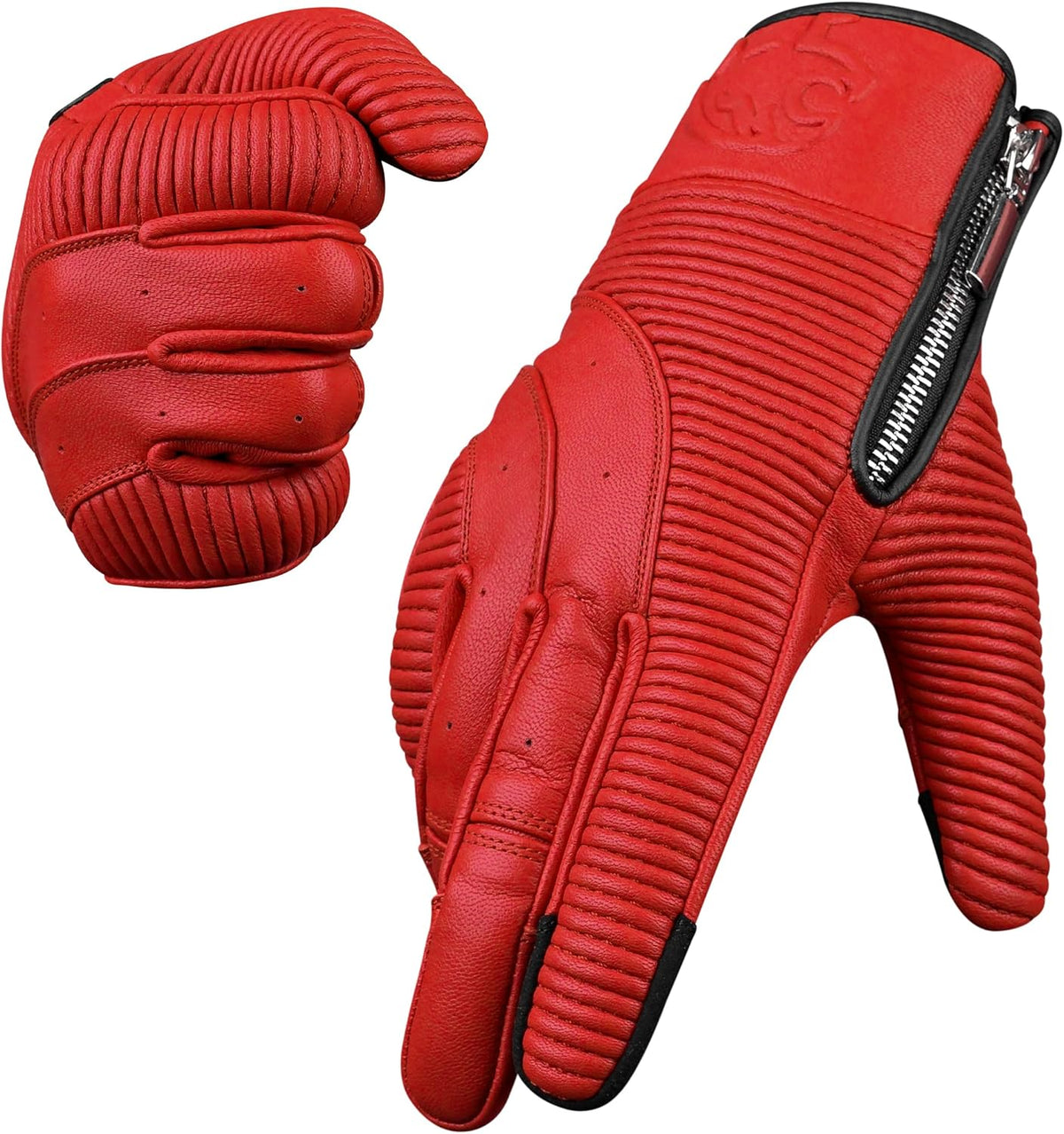 J.A.G. Motorcycle Gloves - Premium Leather Perforated Motorcycle Gloves for Men with Knuckle Protection | Touchscreen Motorbike Riding Gloves