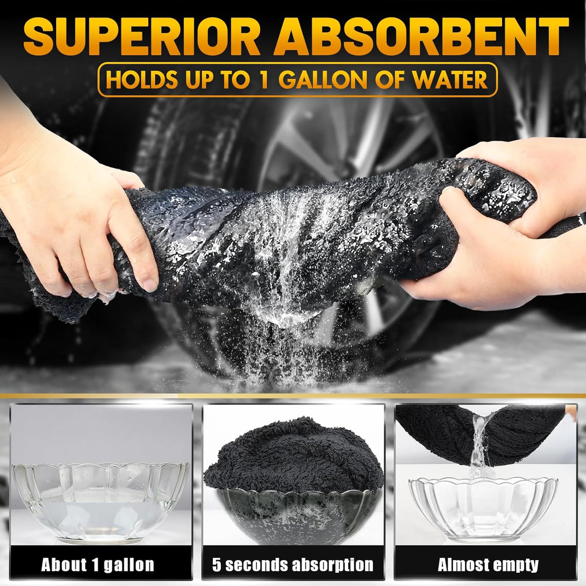 Microfiber Towels for Cars, 2 Pack 1200GSM Car Drying Towel(24″x 36″), Dual Sided Drying Towels Car Detailing, Ultra Absorbent Car Cleaning Towel, No Streak, No Scratch, No Water Spots