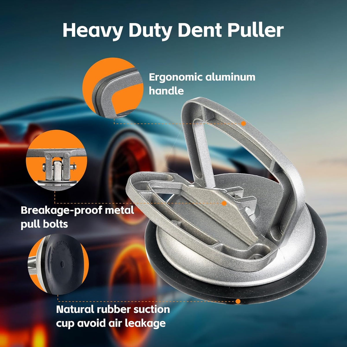 Car Dent Puller, Aluminum Dent Remover Tool for Car,3 Pack Dent Puller Kit, Paintless Dent Removal Kit, Powerful Body Repair Dent Removal Tools, Suction Cup for Car Dents, Glass, Screen