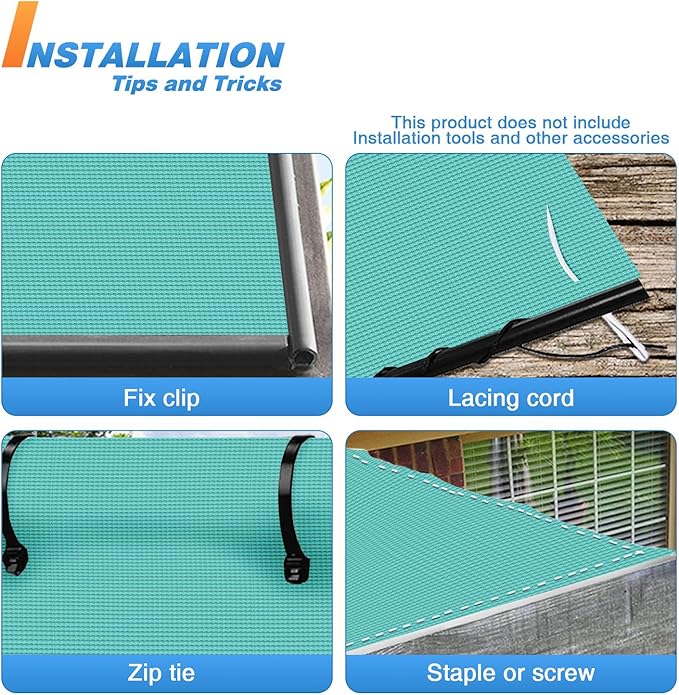 TANG Sun Shade Fabric Roll 8'x88' Shade Cloth for Garden Turquoise Green HDPE Mesh Shading Pergola Cover Replacement Canopy, 95% Blockage Sunshades for Outdoor Patio Backyard Plant