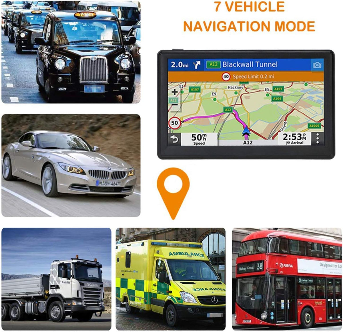 N800 GPS Navigator for Car with Bluetooth, 7” Truck GPS Commercial Drivers, 2025 Maps (Free Lifetime Updates), Semi Trucker GPS Navigation Systems, Custom Truck Routing